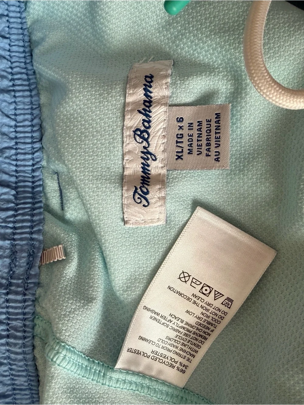 Tommy Bahama Light Blue Athletic Shorts with Green Logo
